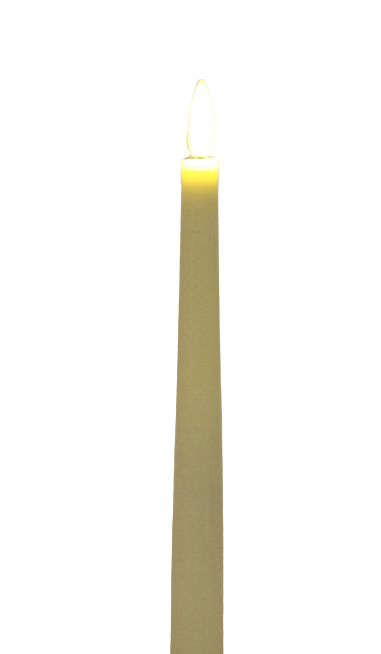 LED Wax Taper Candles with 3D Flame - Ivory 30cm x 2-0