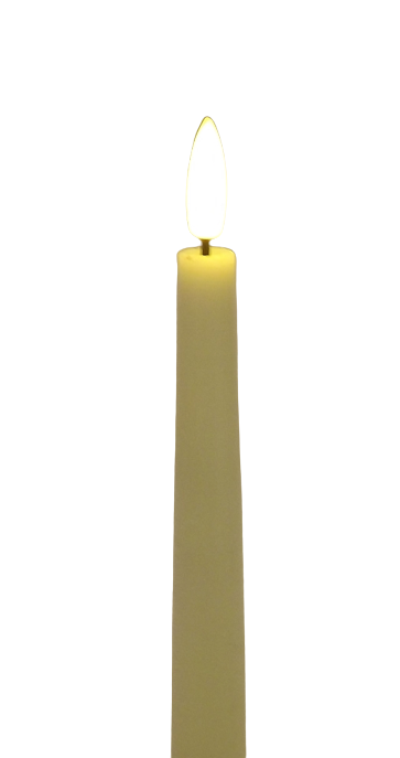 LED Wax Taper Candles with 3D Flame - Ivory 25cm x 2-0