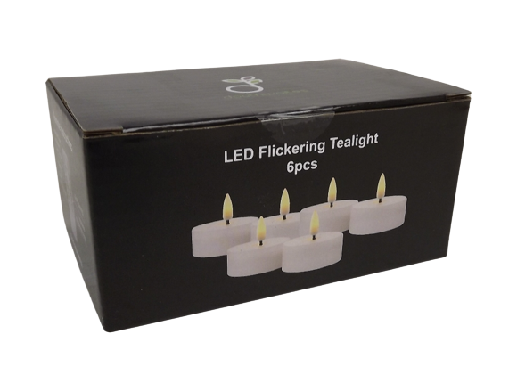 Set of 6 LED Tealights - White (3.8cm x 4.5cm height)-25606