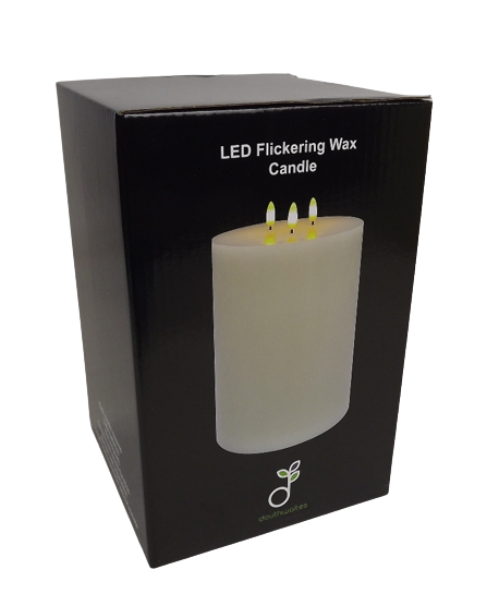 LED Wax Candle with 3D Flame - Ivory (15cm x 20cm height)-25609