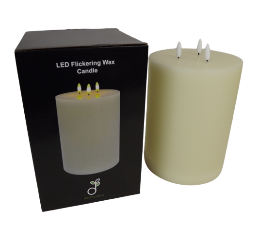 LED Wax Candle with 3D Flame - Ivory (15cm x 20cm height)-25610