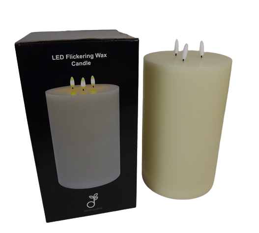 LED Wax Candle with 3D Flame - Ivory (15cm x 25cm height)-25613