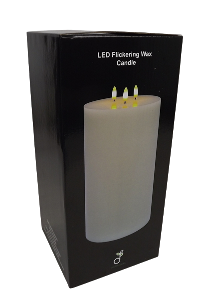 LED Wax Candle with 3D Flame - Ivory (15cm x 30cm height)-25615