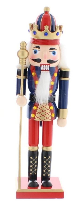 30cm Red/Blue Nutcracker W/Staff