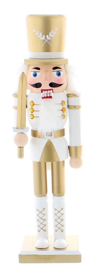 30cm Gold/White Nutcracker W/Sword