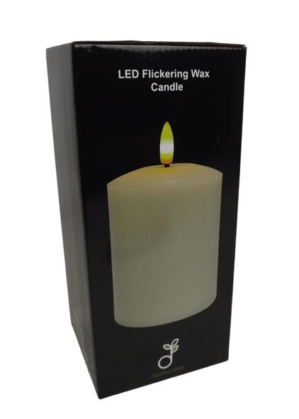 LED Wax Candle with 3D Flame - Ivory (12.5cm x 25cm height)-25584