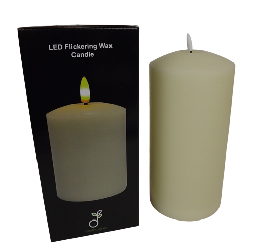 LED Wax Candle with 3D Flame - Ivory (12.5cm x 25cm height)-25585