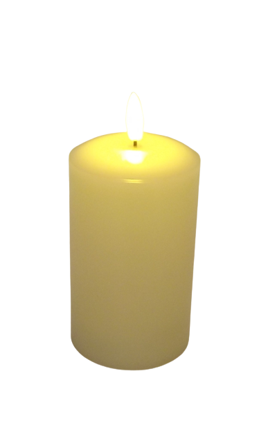 LED Wax Candle with 3D Flame - Ivory (7.5cm x 12.5cm height)-0