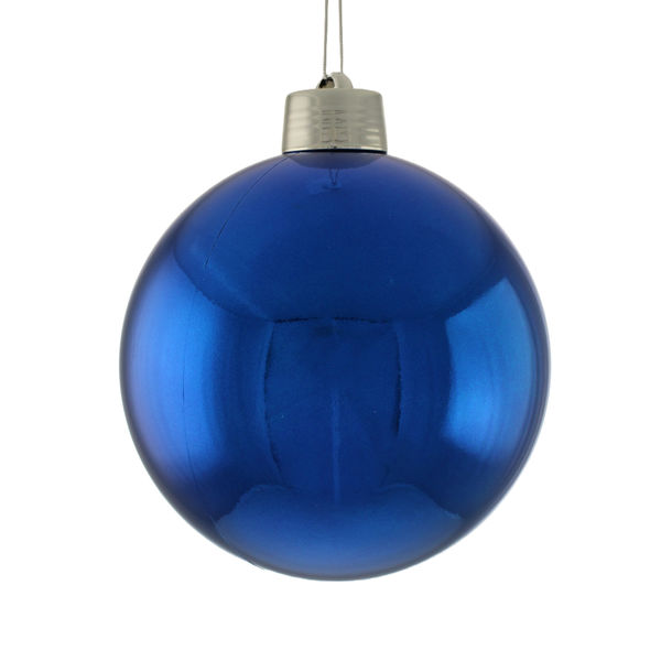20cm Plastic Shiny Bauble Blue-0