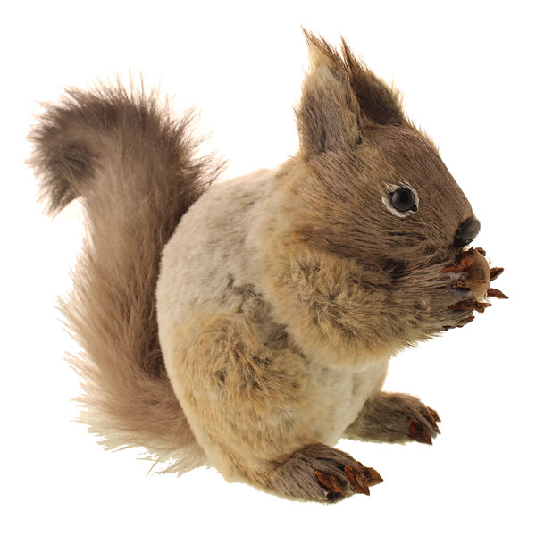 16cm Faux Fur Squirrel with Nut Grey-0
