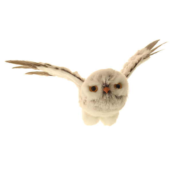 17cm Faux Fur Owl with Hanger Grey-0