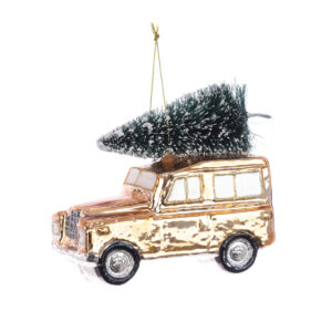 GLASS Land Rover w/Tree 12cm Gold-0