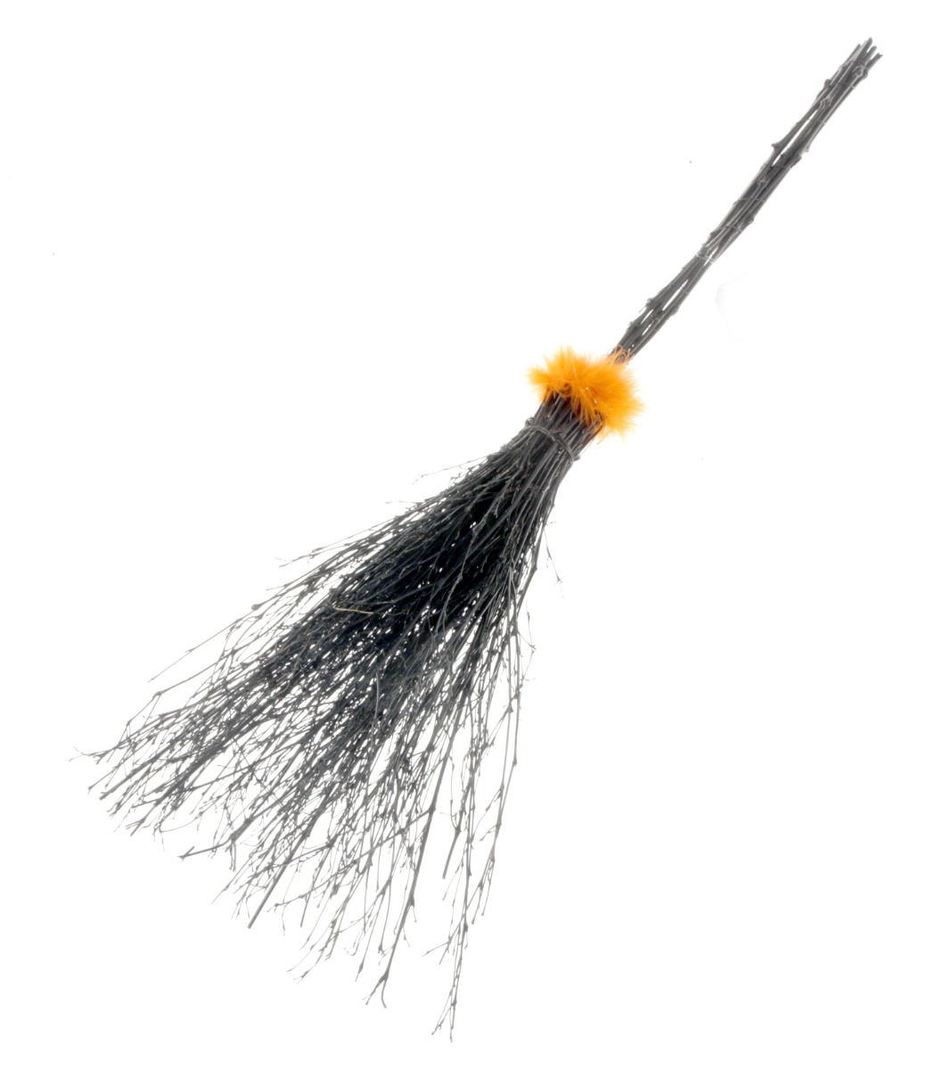 Witches Broomstick Black/Orange 100cm
