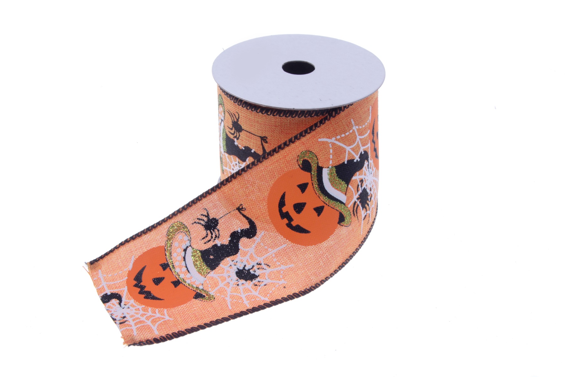 Halloween Pumpkin Ribbon - Orange/Black/White (60mm x 10m)-0