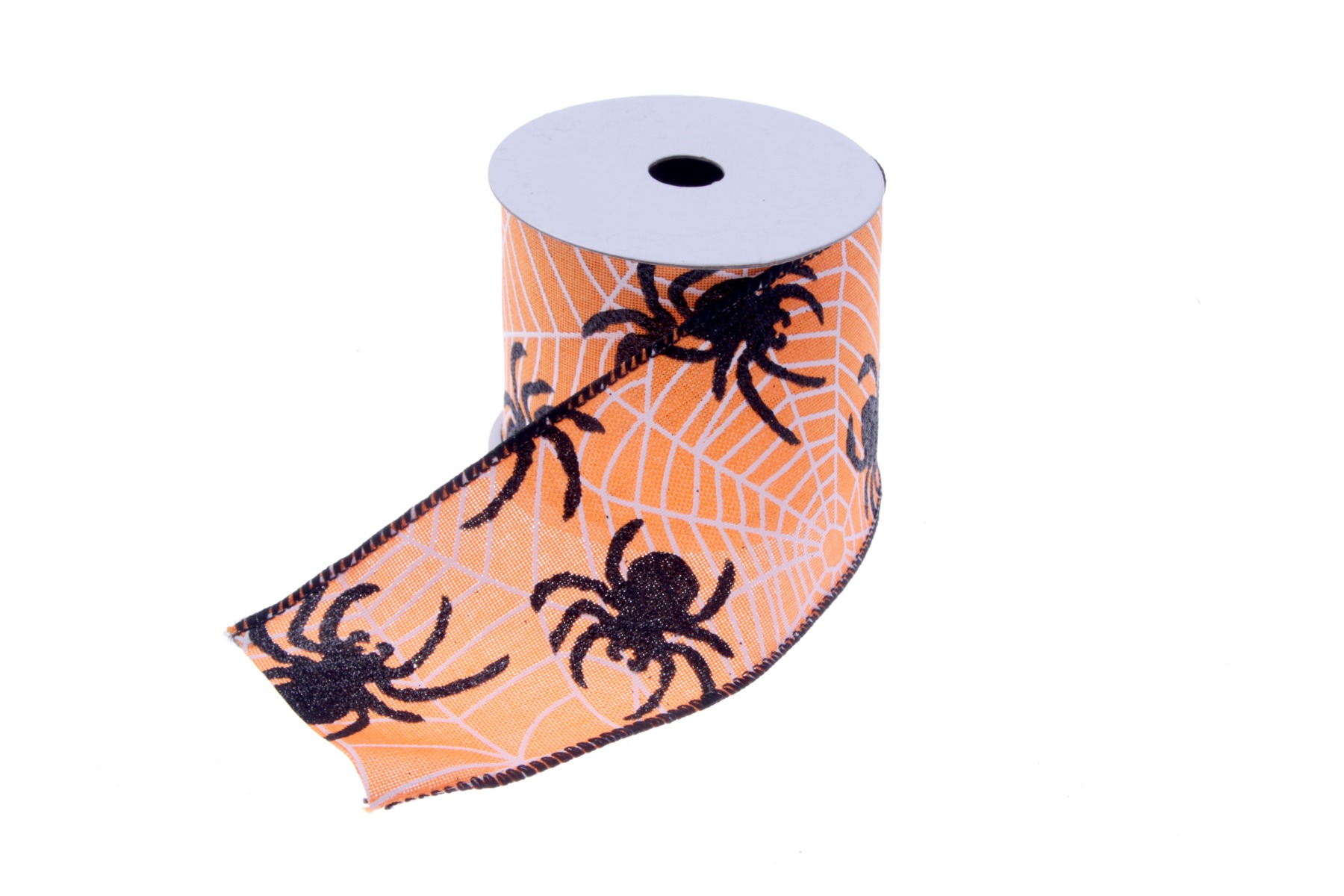 Halloween Spider Ribbon - Orange/Black/White (60mm x 10m)-0