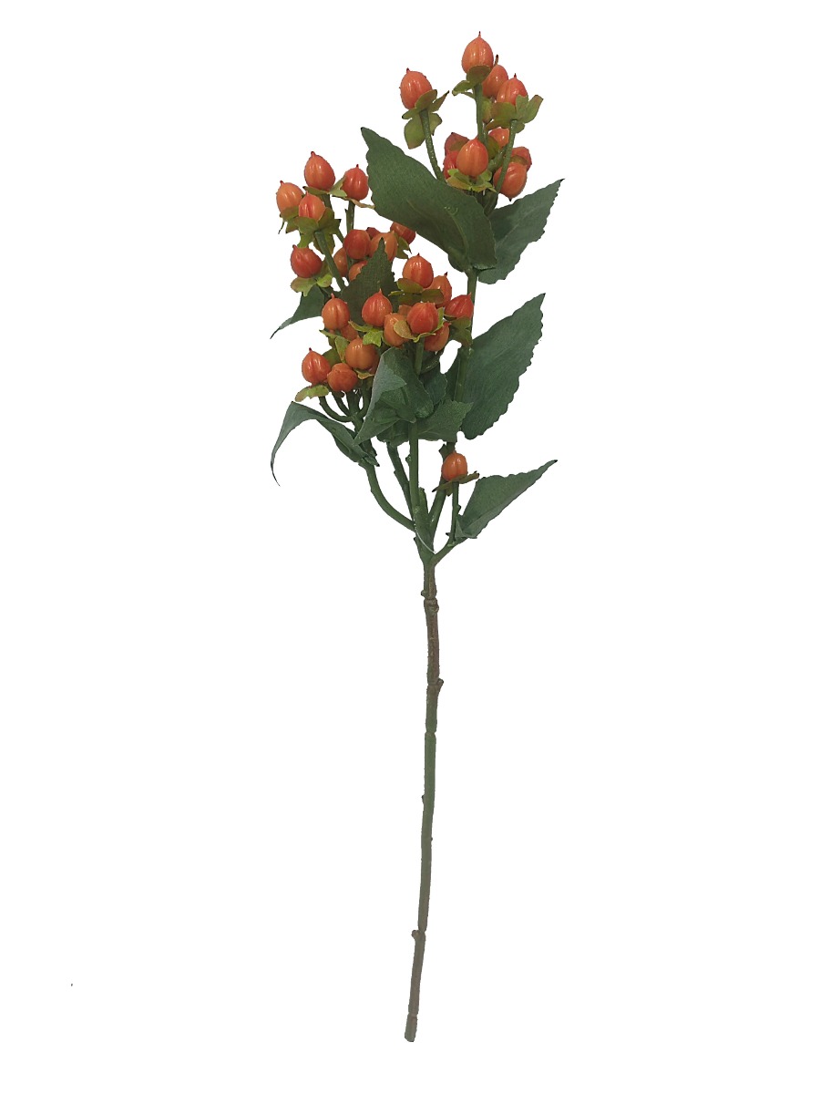 Artificial Hypericum Berry Branch - Red/Orange 48cm