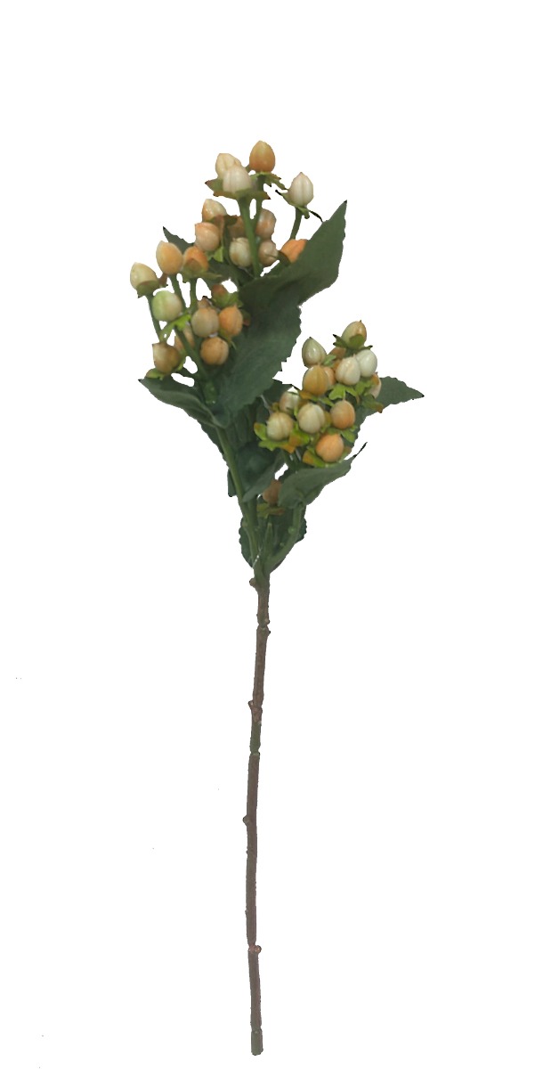 Artificial Hypericum Berry Branch - White/Peach 48cm-0