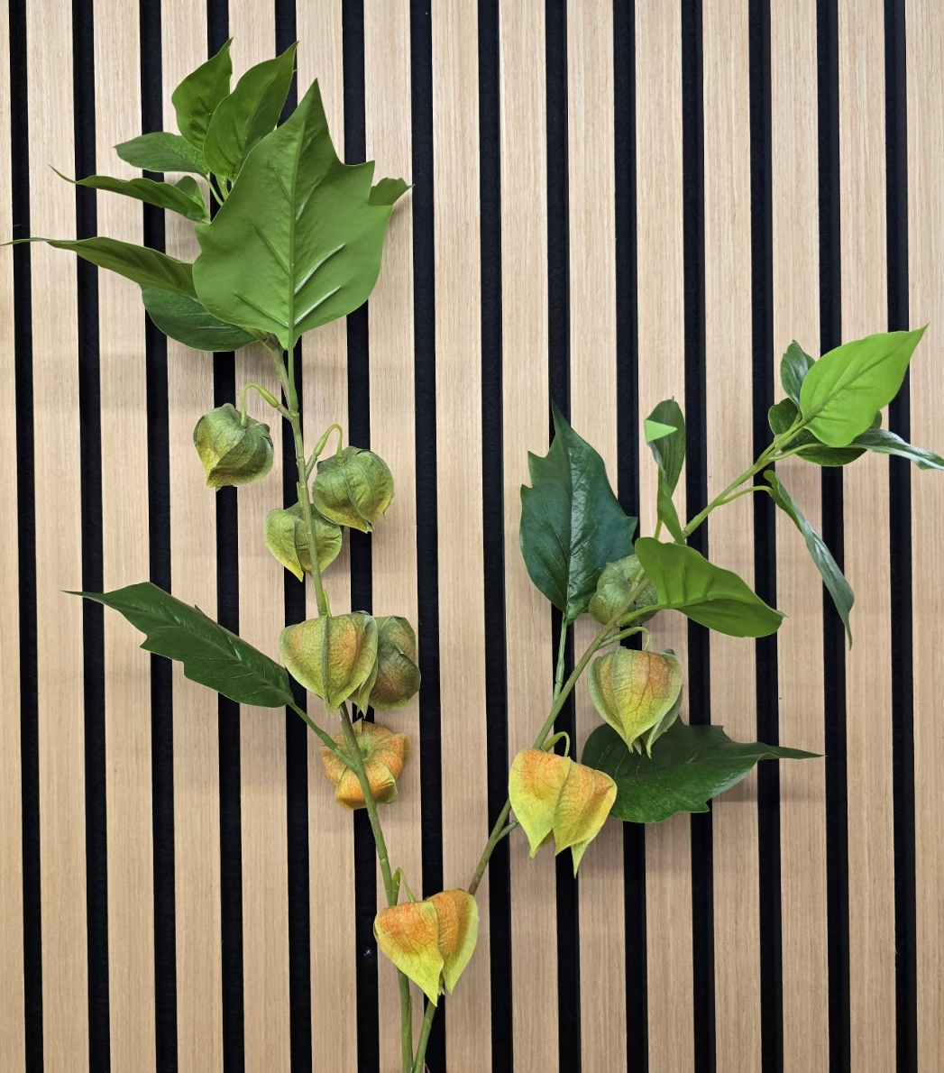 90cm Chinese Lantern Spray Yellow