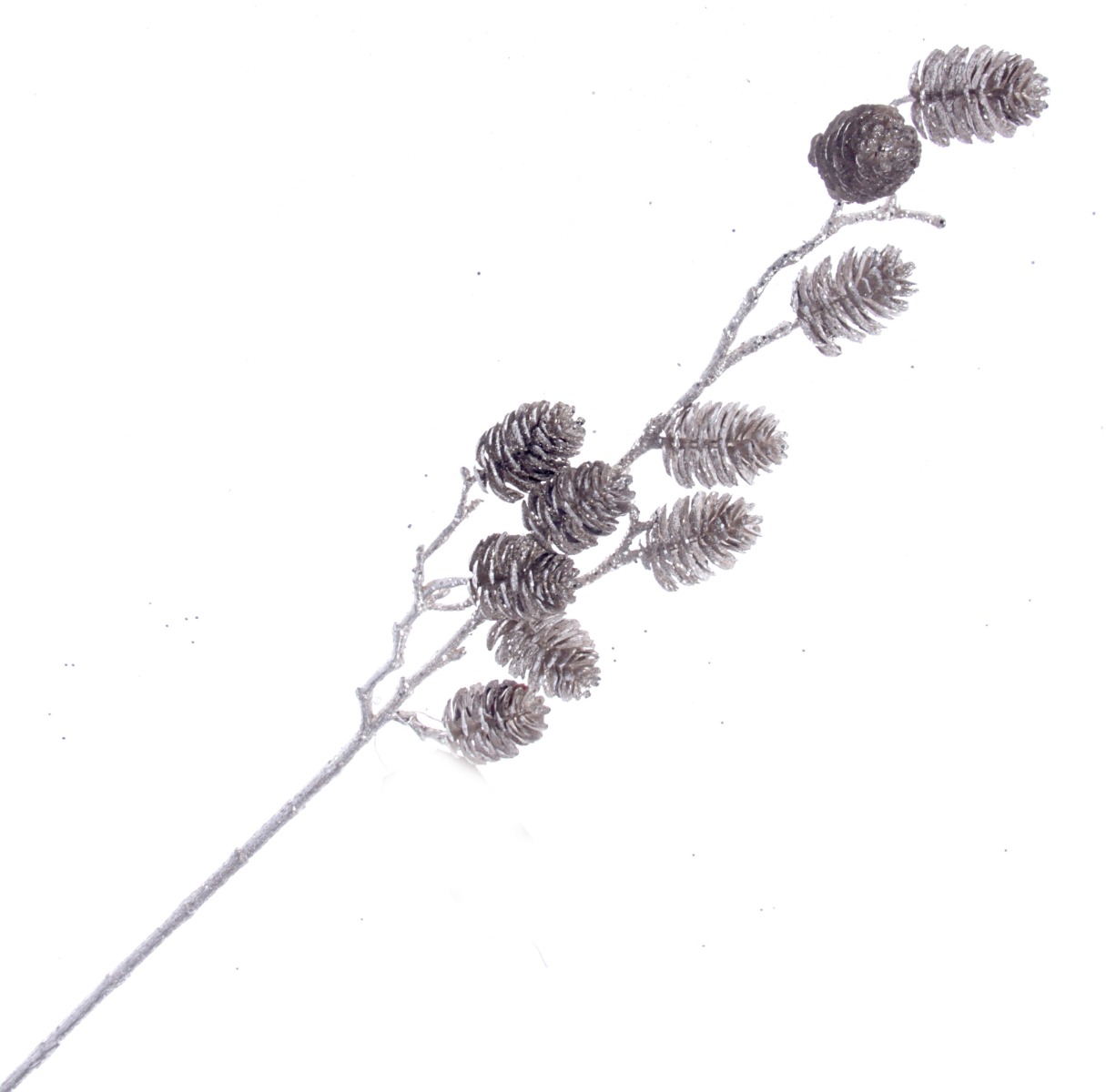 Glittered Pinecone Stem - Champagne (65cm long)-0