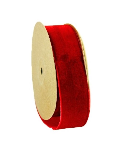 Velvet Ribbon 12mm x 10mtrs Red-0