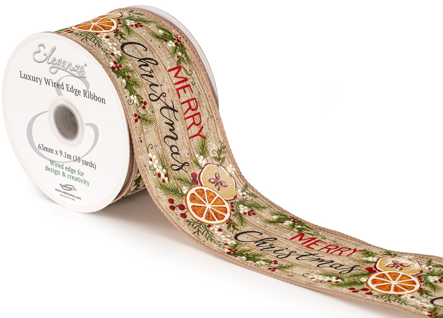 Eleganza Wired Christmas Fruit 63mm x 9.1mtrs-0