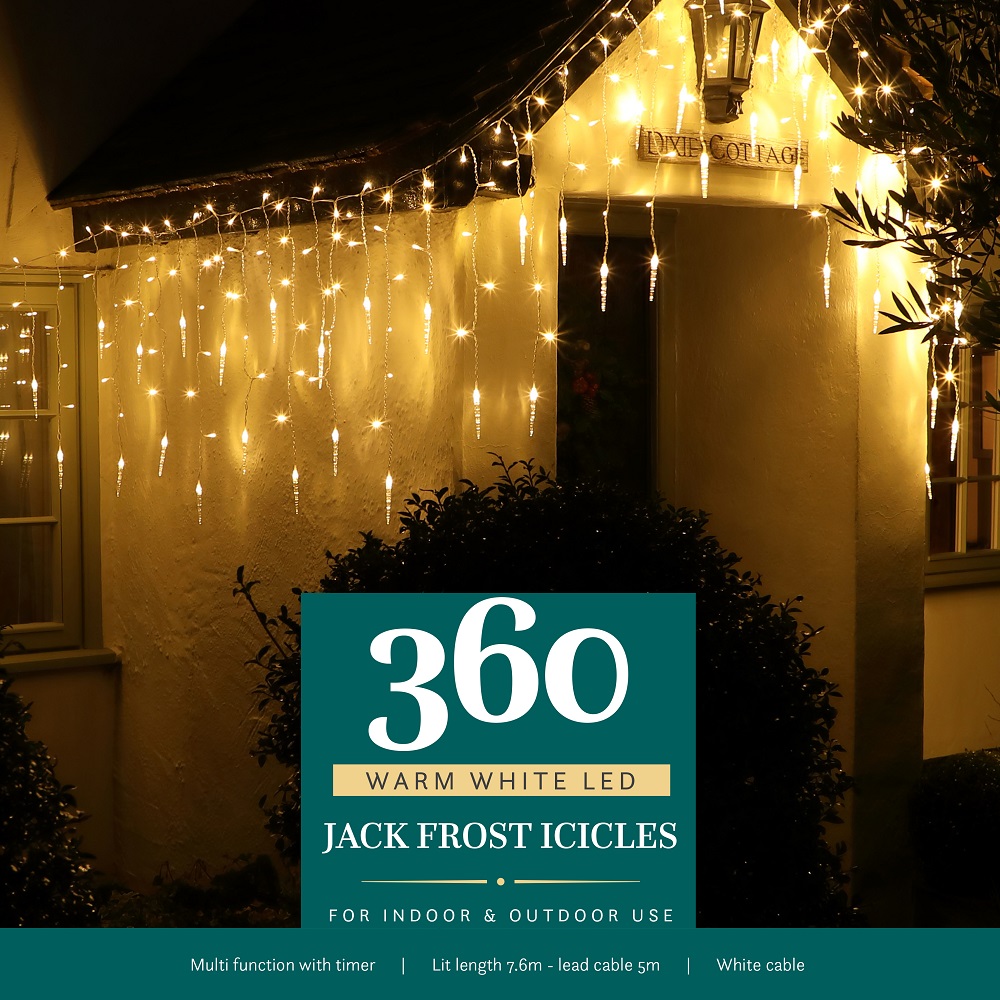 360 Warm White Jack Frost Icicle Lights-0