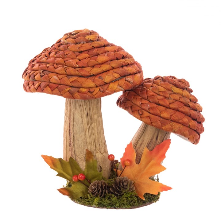 Rattan Toadstools 19cm Orange-0
