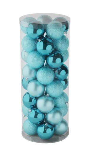 8cm Shatterproof Baubles x 48 Ice Blue (Matt, Shiny, Glitter)-0