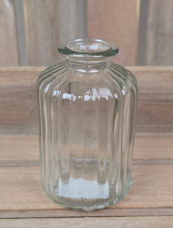 Clear Ribbed Glass Bottle (10cm)