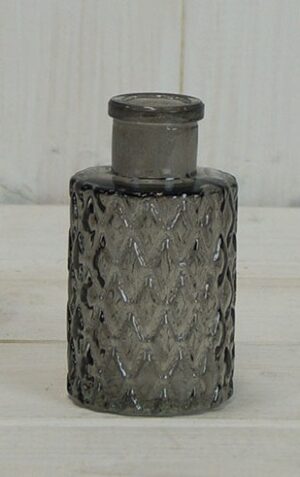 Smoky Grey Mini Geometric Glass Bottle (9.2cm)