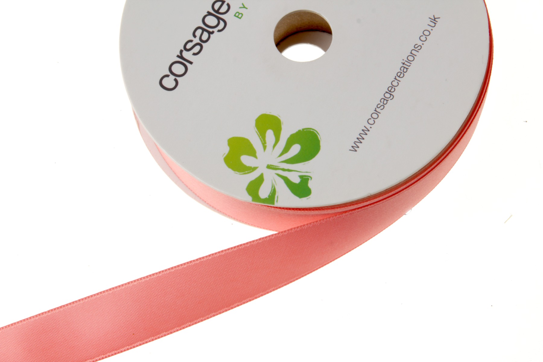 Double Face Satin 38mm x 20mtrs Coral-0