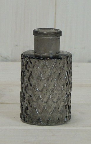 Smoky Grey Mini Geometric Glass Bottle (9.2cm)