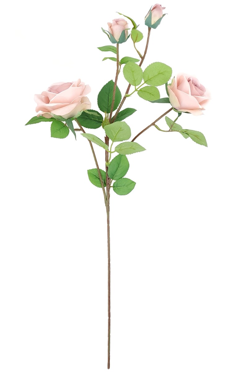 70cm Bisque Rose With 2 Buds Stem-0