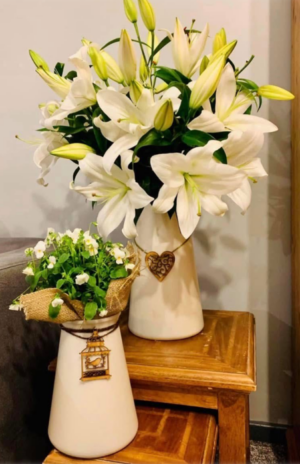 Recycled Aqua Vase Pearl White 23cm Tall-0