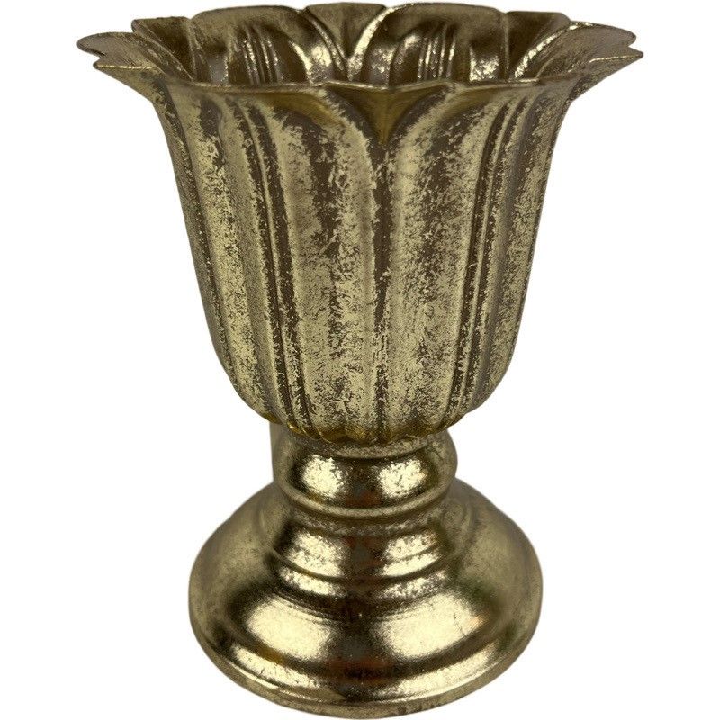 Sandringham Gold Scalloped Urn 12 x 15.5cm-0