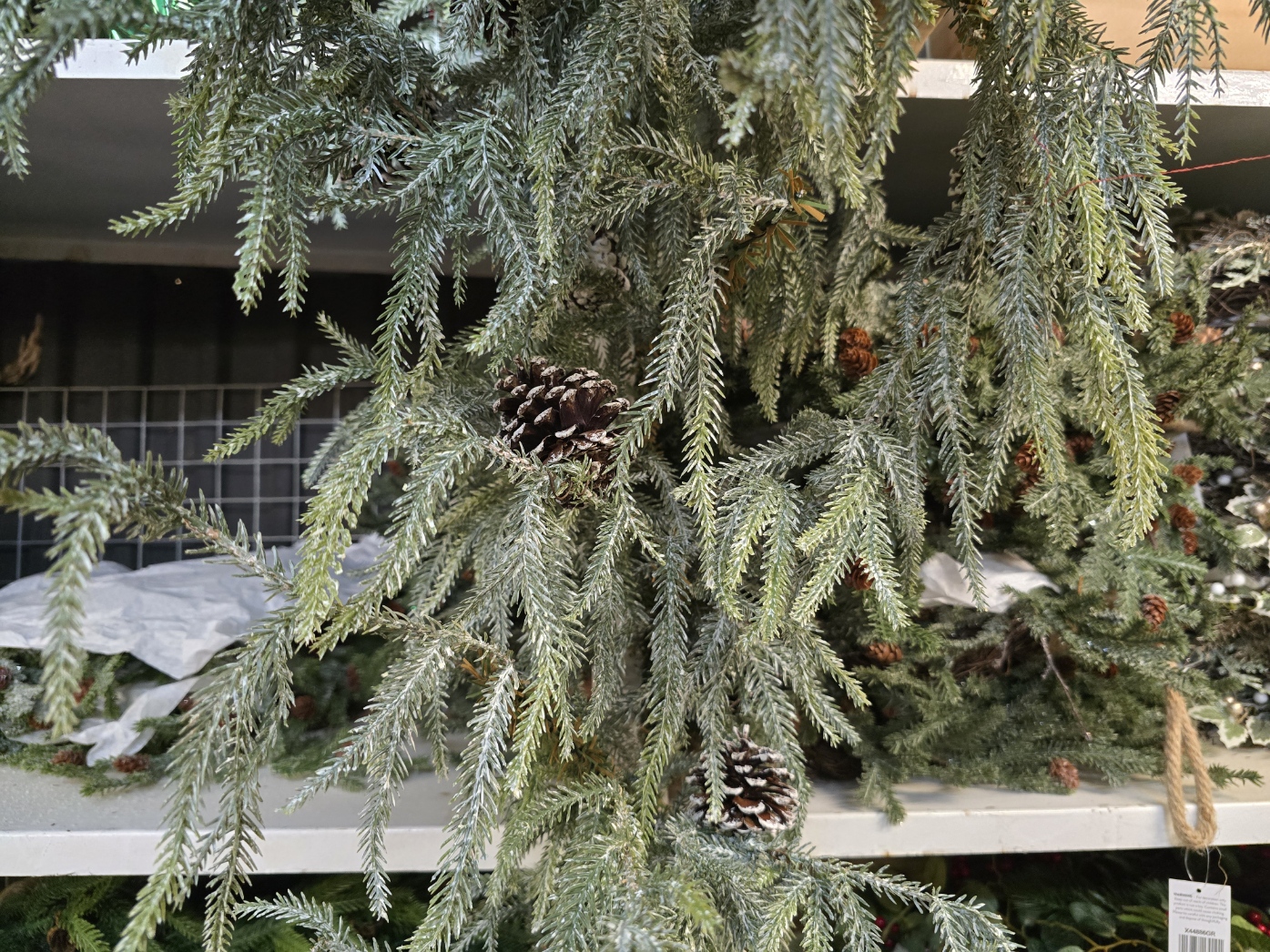 180cm Snowy Norfolk Pine Cascading Garland-27543