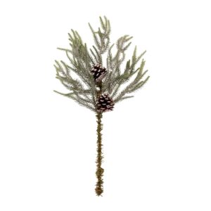 60cm Snowy Norfolk Pine Spray with Pinecones-0