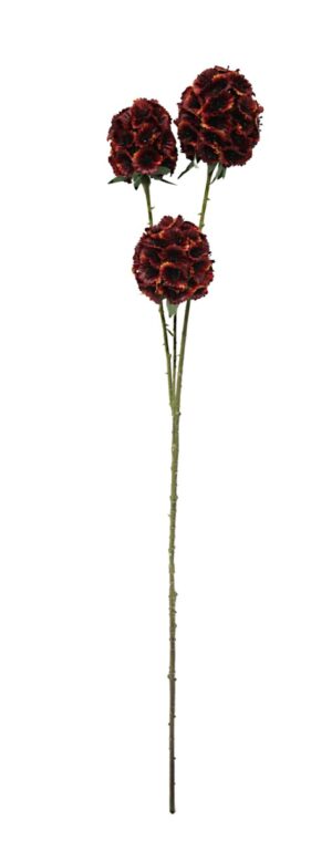 Artificial Scabiosa Stellata - Red (3 heads, 71cm long)-0