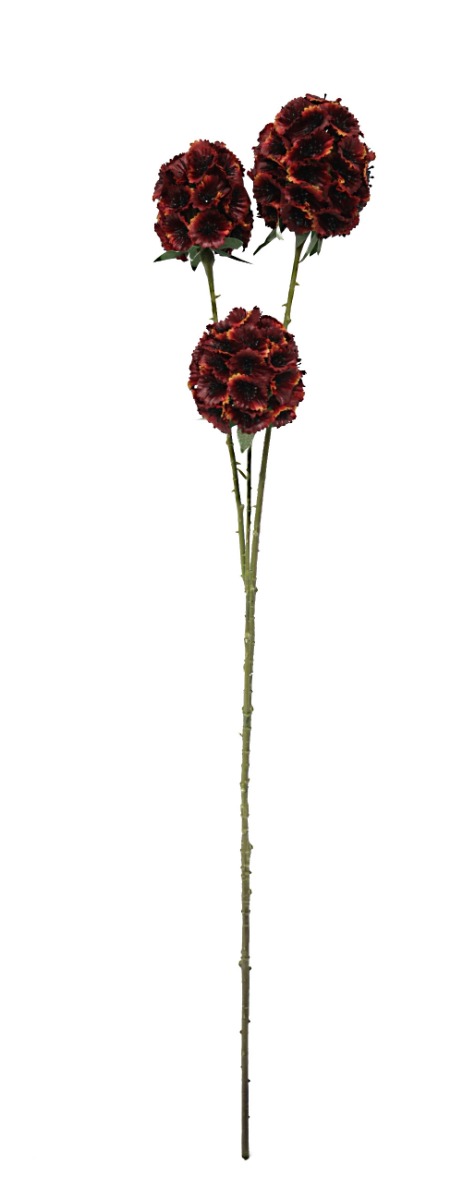 Artificial Scabiosa Stellata - Red (3 heads, 71cm long)-0