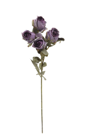 Artificial Dry Rose Bush - Purple (43cm long with 5 heads)-0