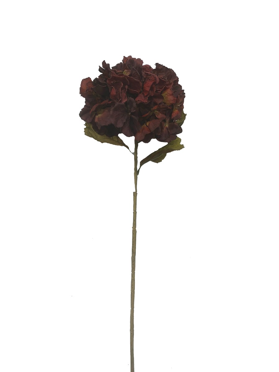 Dry Look Hydrangea - Burgundy (25cm diameter, 80cm long)