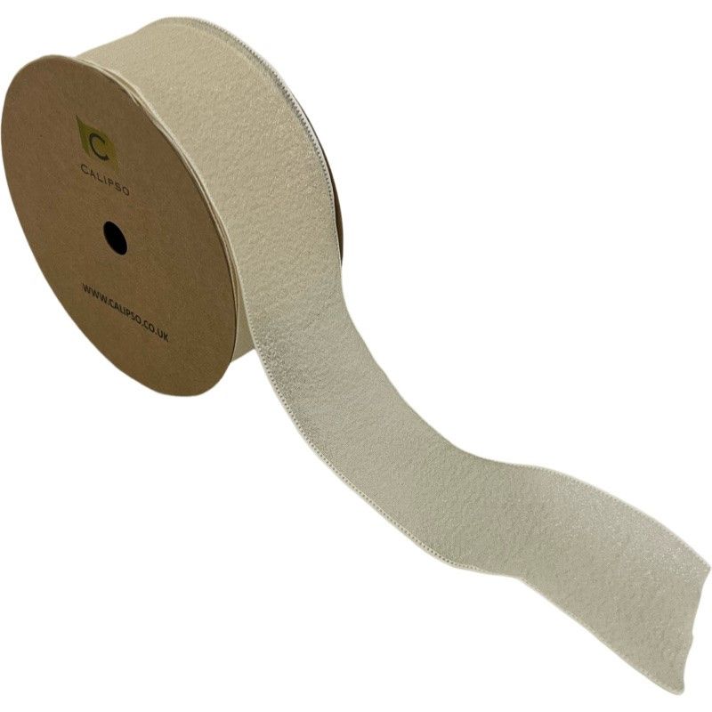 Crushed Silk Ribbon 40mm x 10yds Ivory-0