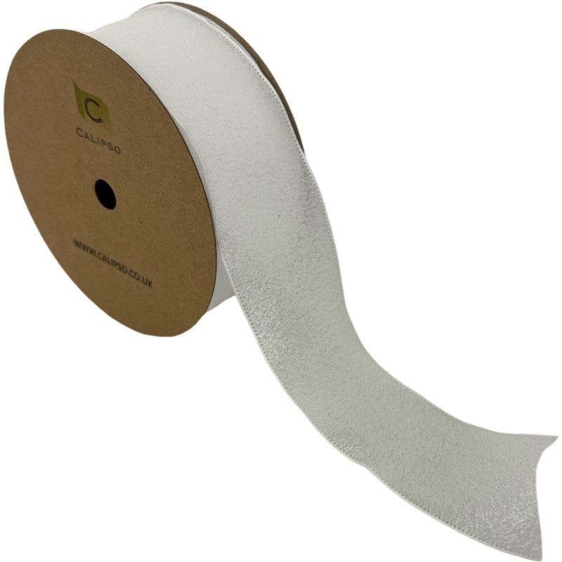 Crushed Silk Ribbon 40mm x 10yds White-0