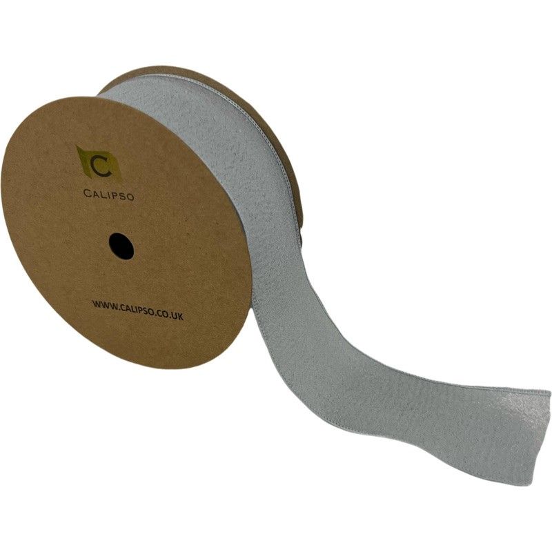 Crushed Silk Ribbon 40mm x 10yds Grey-0