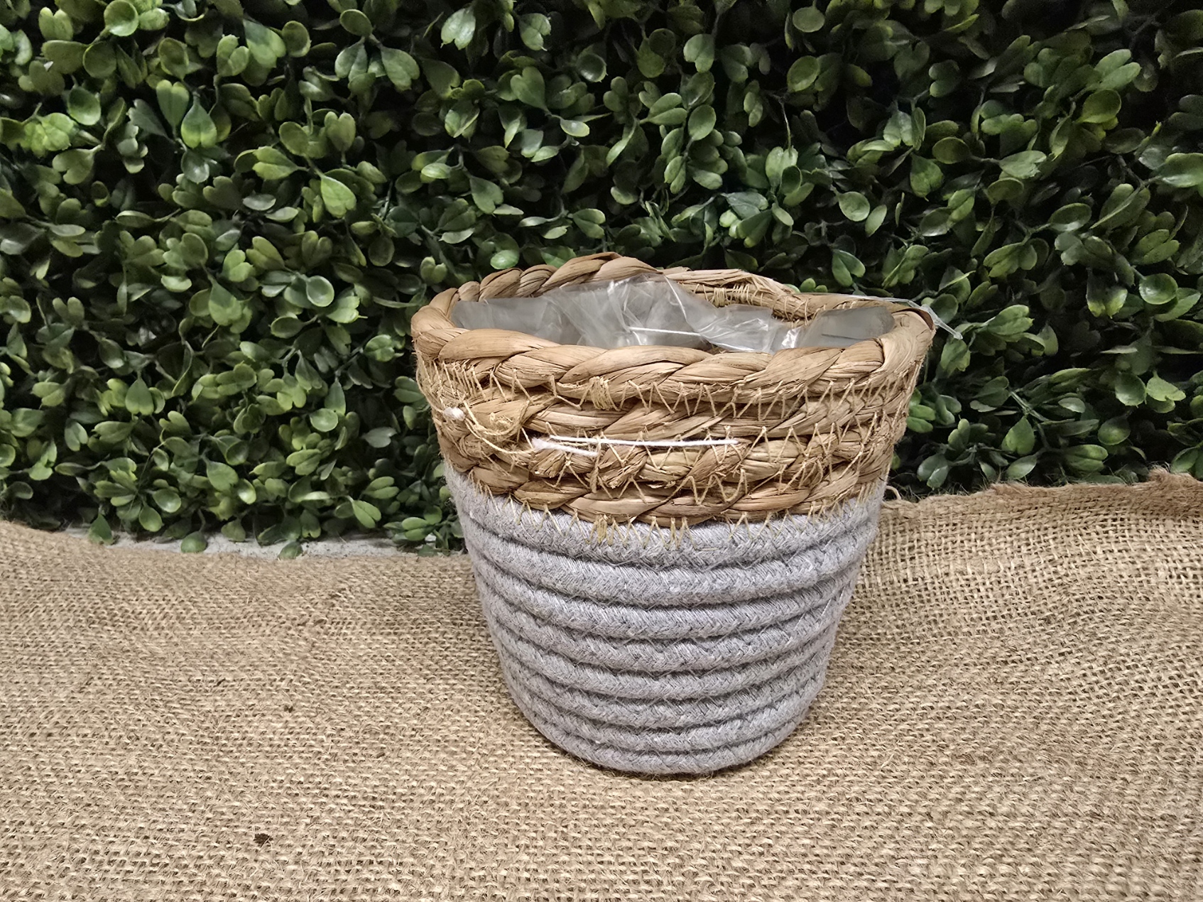 Seagrass Two Tone Pot Cover 12 x 10cm