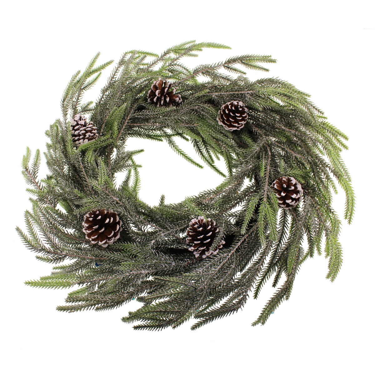 60cm Snowy Norfolk Pine Wreath with Pinecones-0