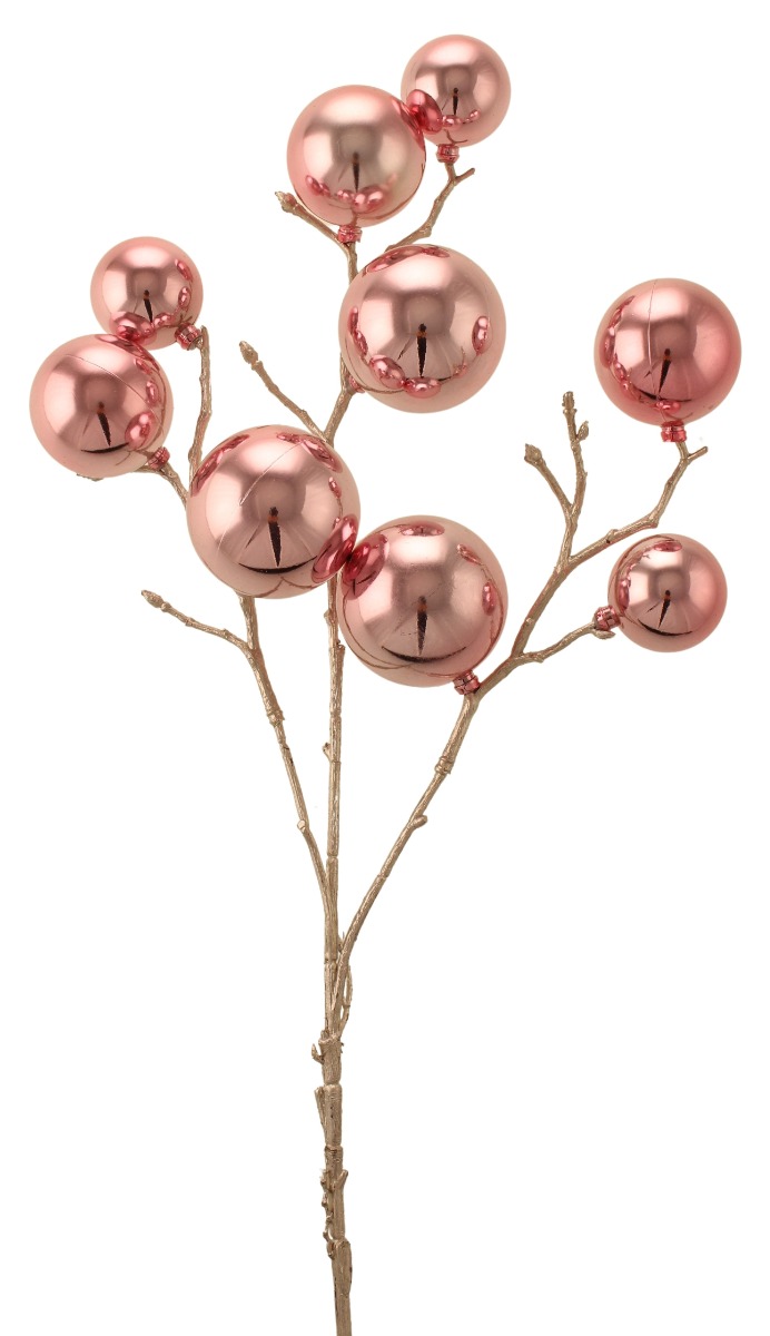 53cm Shiny Bauble Spray Pink-0