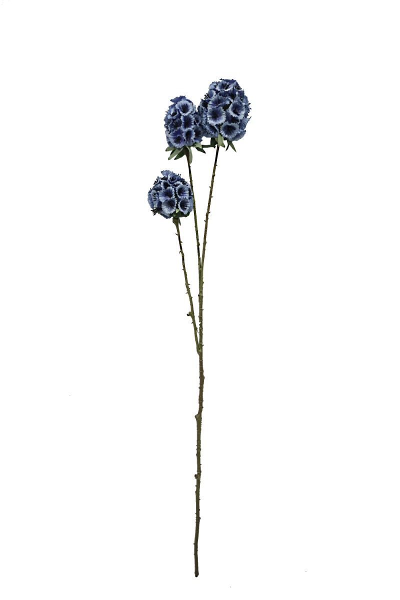 Artificial Scabiosa Stellata - Blue (3 heads, 71cm long)-0