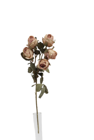 Artificial Dry Rose Bush - Pink/Mauve (43cm long)-0