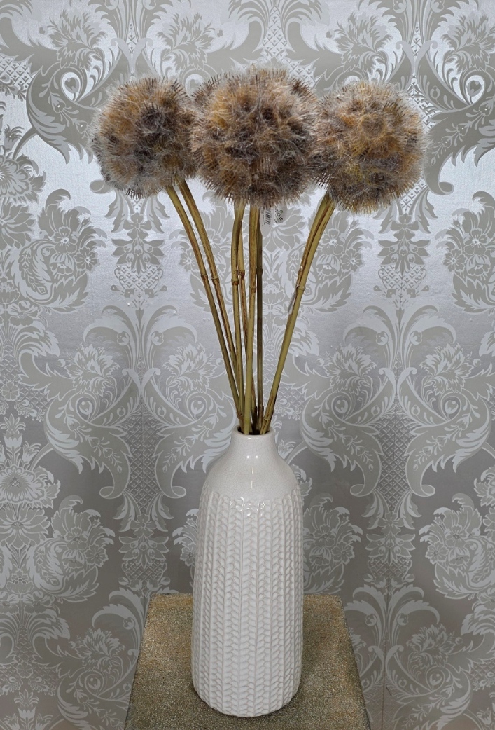 Artificial Frosted Scabiosa Pod – White/Brown (84cm long)